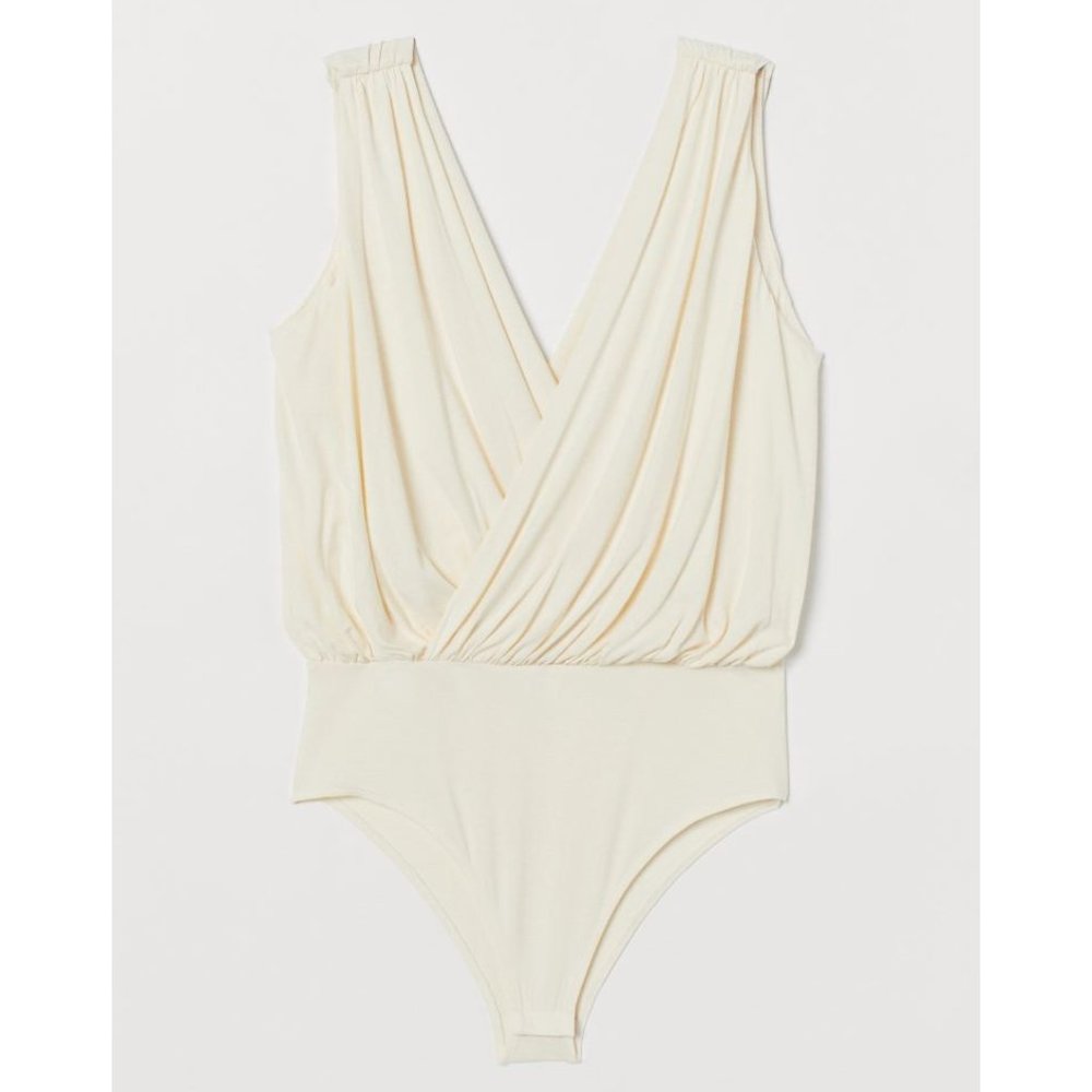 H&M draped bodysuit in cream